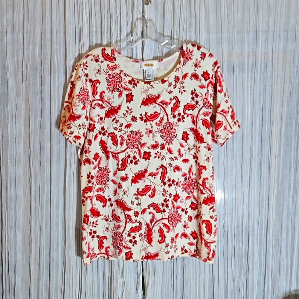 Talbots Red and White Boxy Short Sleeve Tee